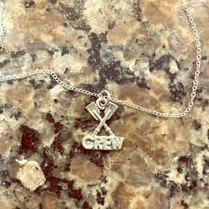Sterling silver crew charm and necklace